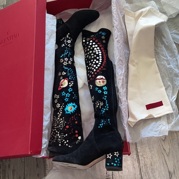 Valentino Shoes - Valentino Vintage Over The Knee Suede Galaxy Boots Size 36.5 (6.5 US)